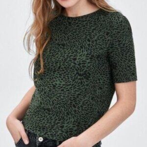 Zara Olive Leopard Print Top m